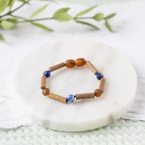 Kids | Lapis Lazuli   Raw Cognac Amber Hazelwood Bracelet