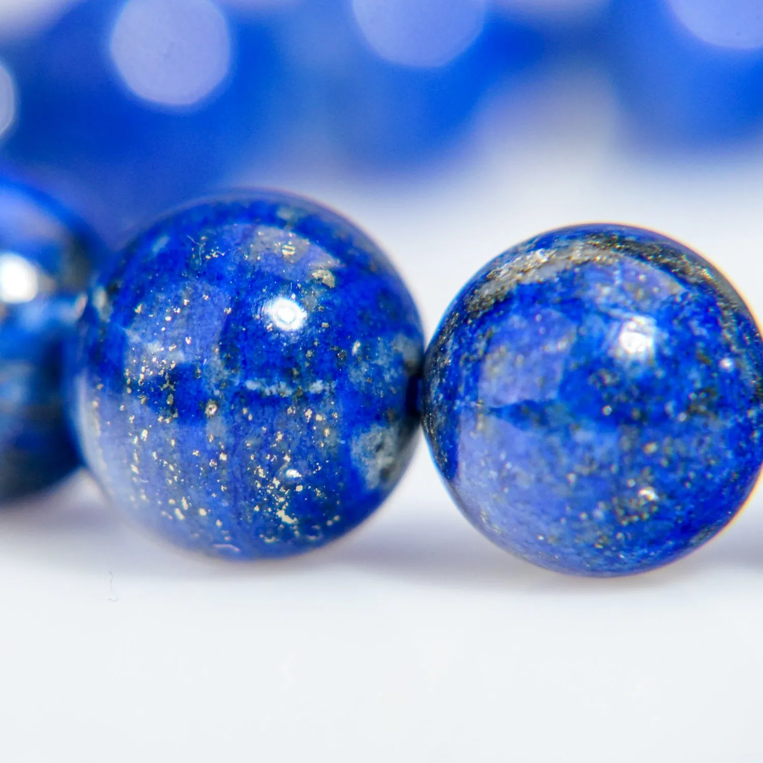 Lapis Lazuli 10mm Beaded Stretch 7 inch Bracelet