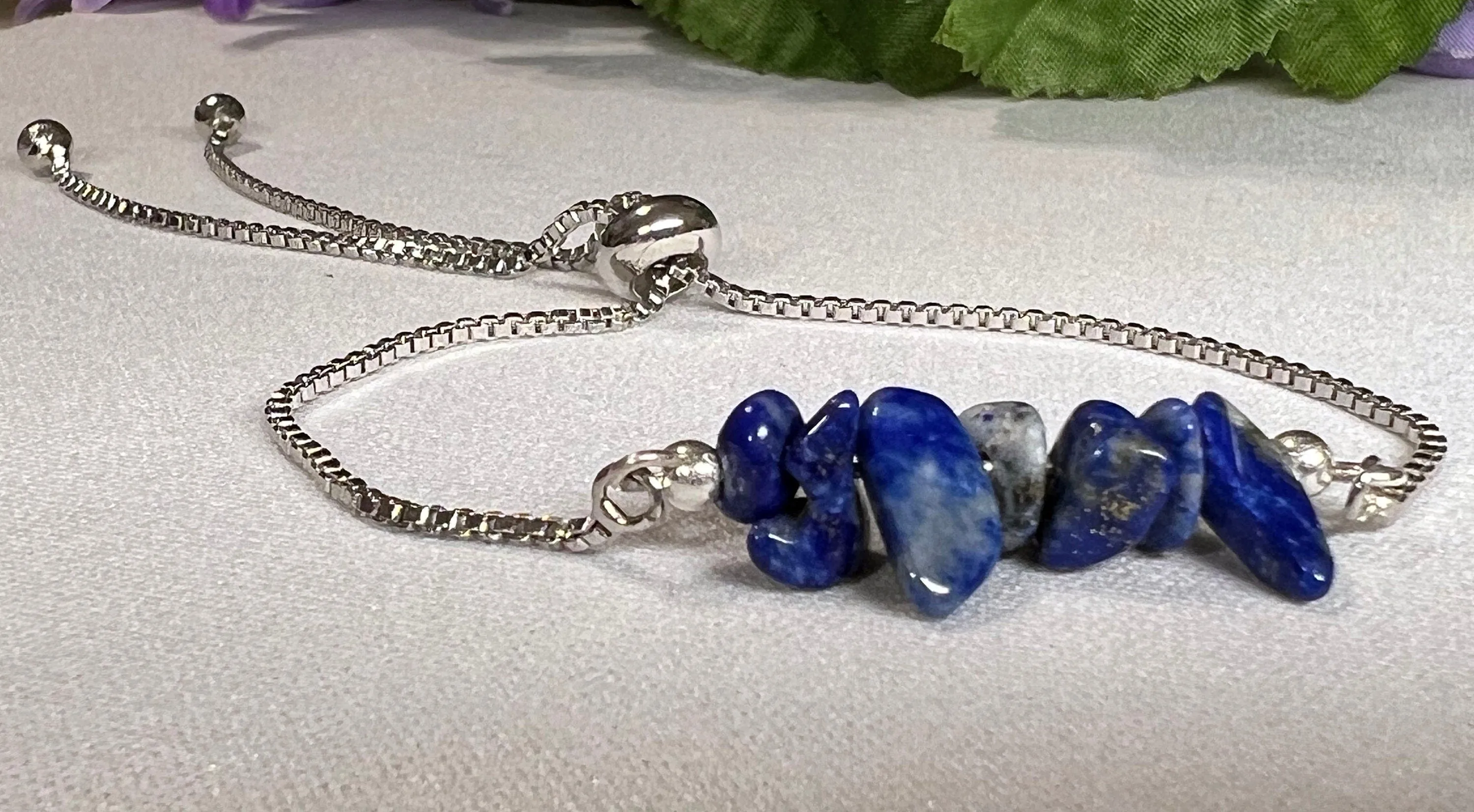 Lapis Lazuli Gemstone Bracelet - Lapis Lazuli  Gemstone Adjustable Bracelet