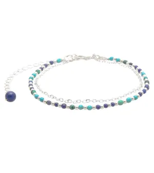 Lotus and Luna Enlightment   Wisdom Turquoise Lapis Lazuli Healing Bracelet