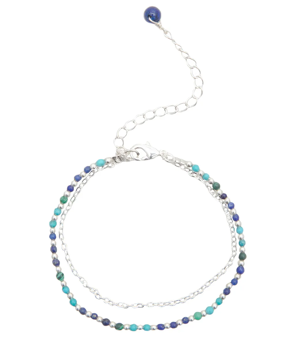 Lotus and Luna Enlightment   Wisdom Turquoise Lapis Lazuli Healing Bracelet