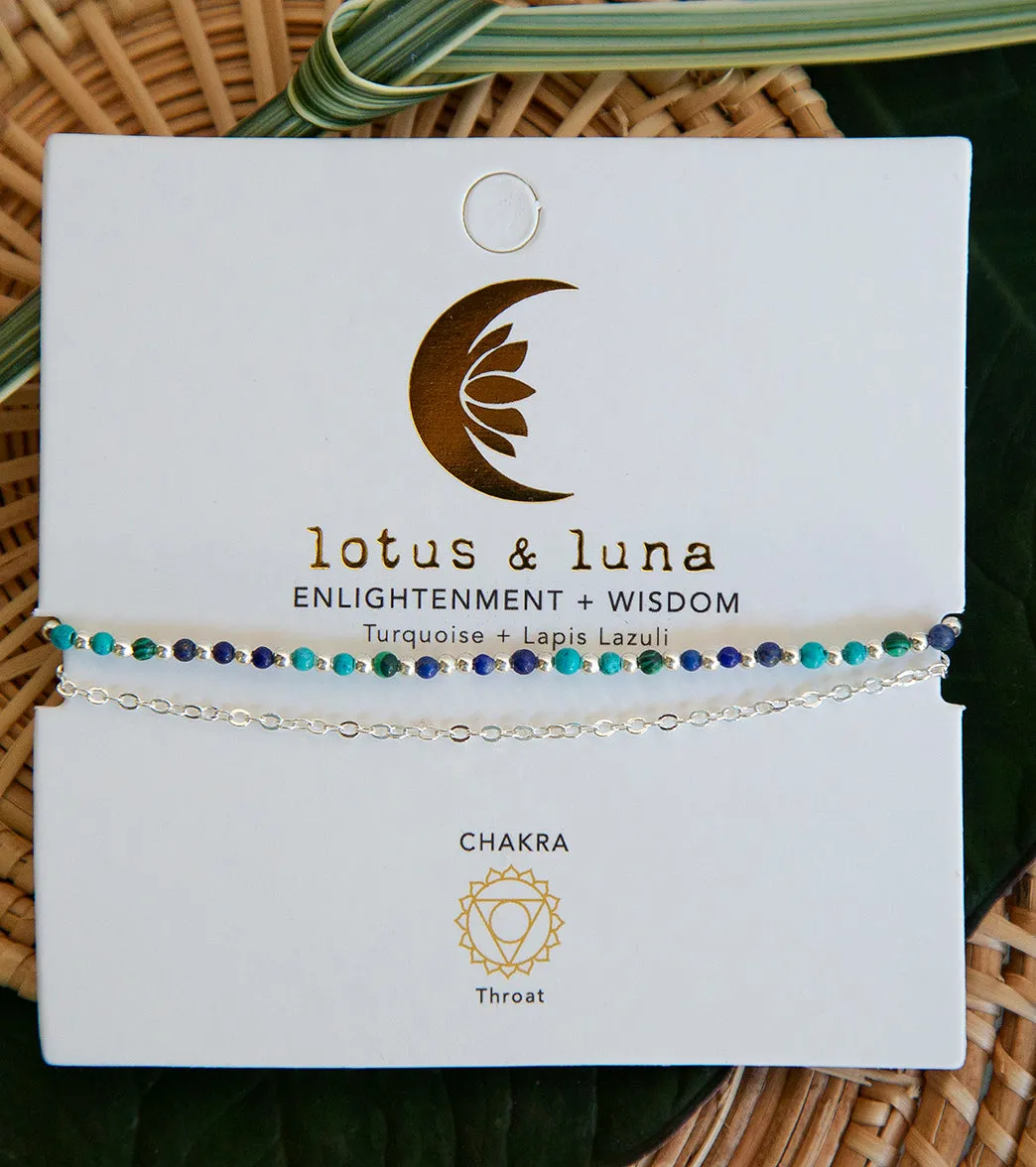 Lotus and Luna Enlightment   Wisdom Turquoise Lapis Lazuli Healing Bracelet