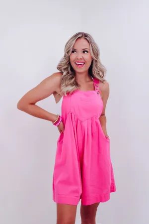 Loving These Linen Overall Shorts - Pink