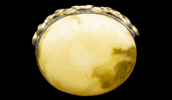 Luxury Sterling Silver Oversized Adjustable Butterscotch Baltic Amber Ring