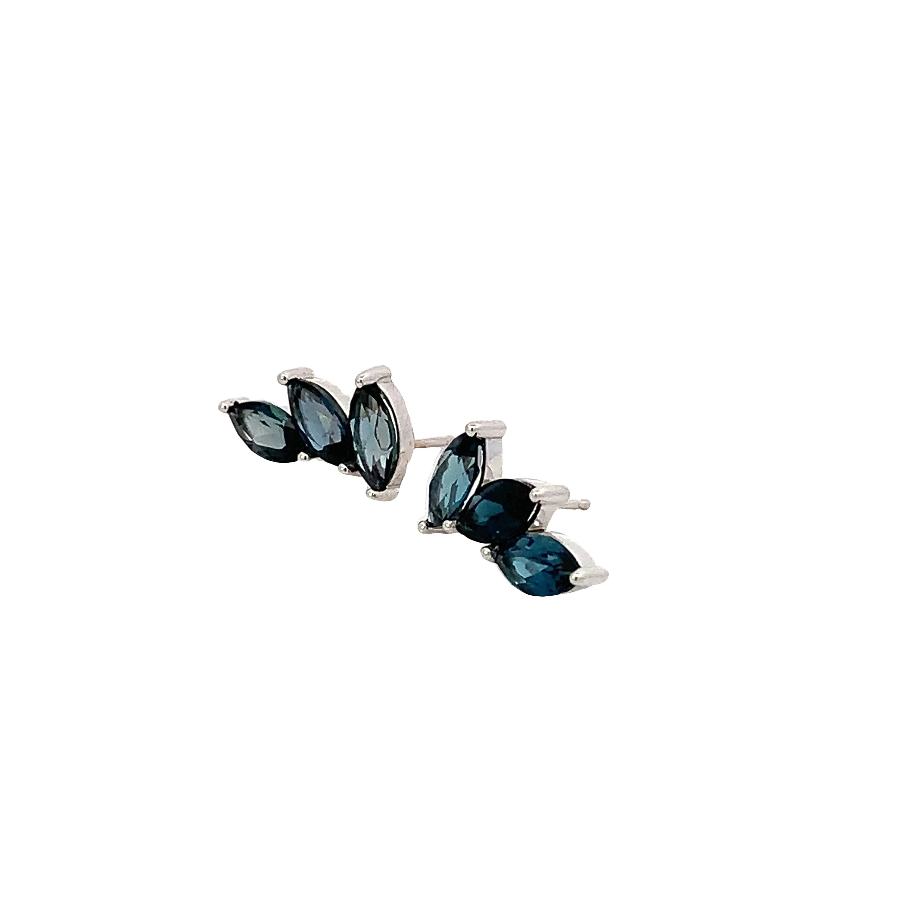 Marquise London Blue Topaz Crawler Stud Earrings - made to order