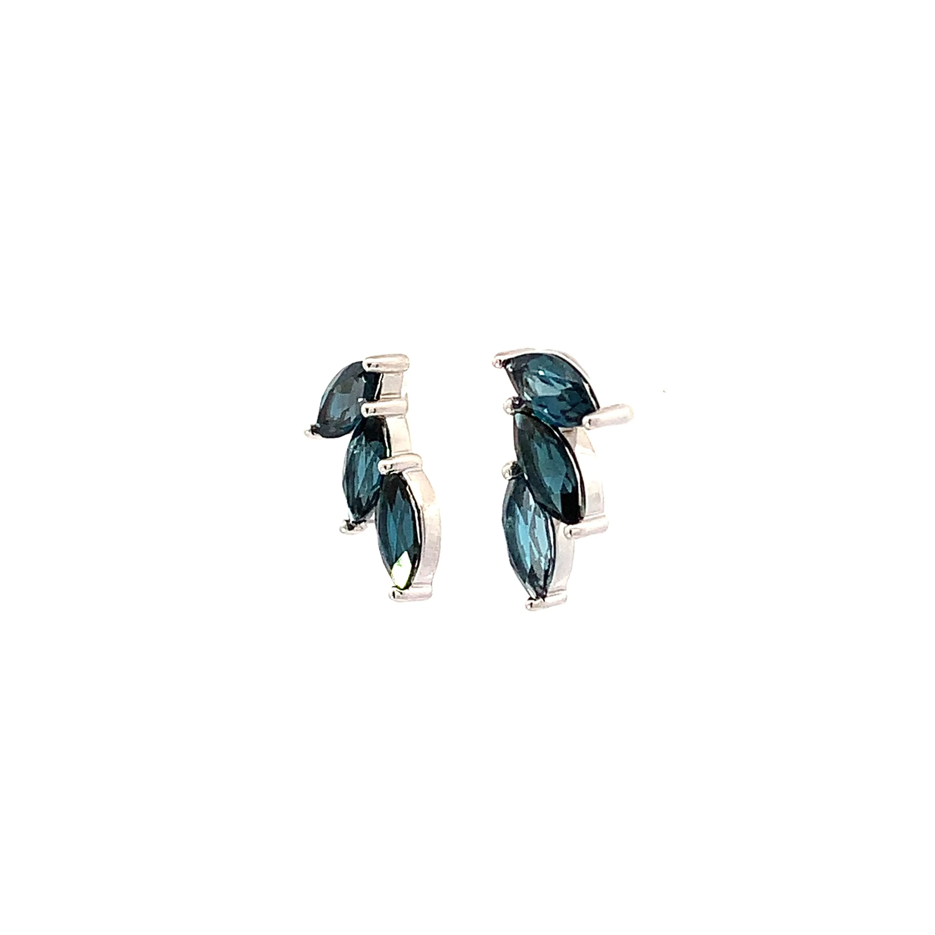 Marquise London Blue Topaz Crawler Stud Earrings - made to order