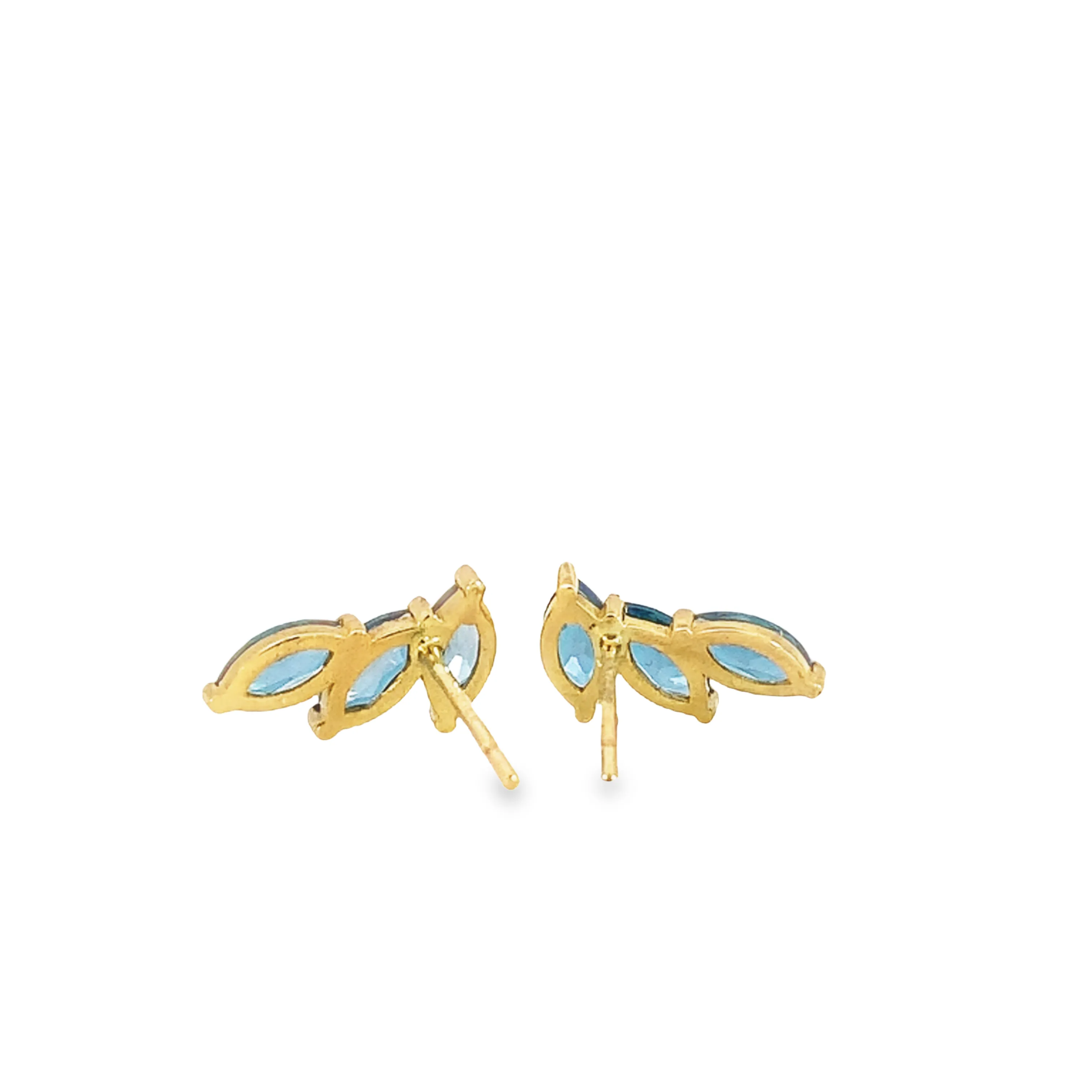 Marquise London Blue Topaz Crawler Stud Earrings