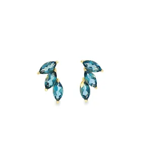 Marquise London Blue Topaz Crawler Stud Earrings