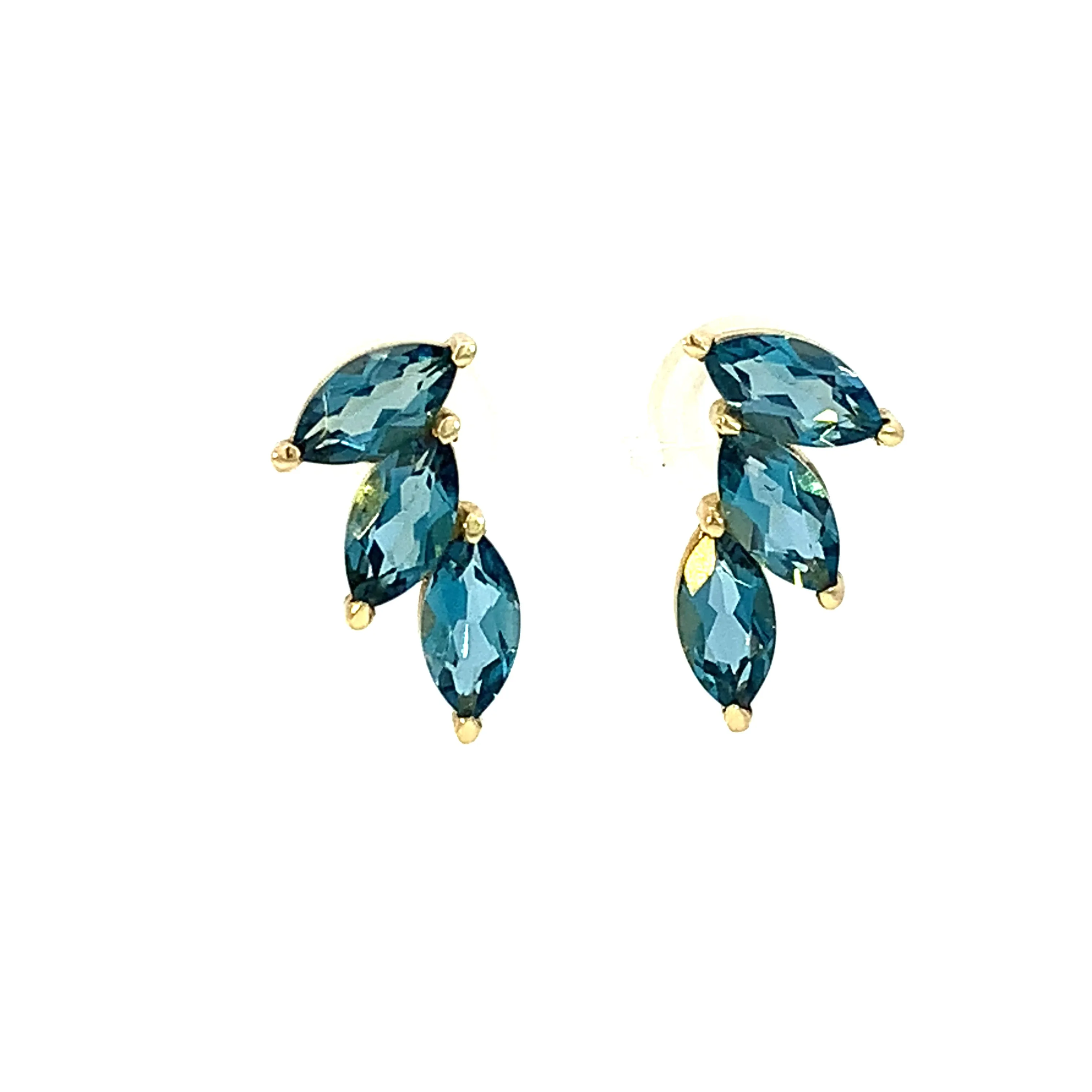 Marquise London Blue Topaz Crawler Stud Earrings
