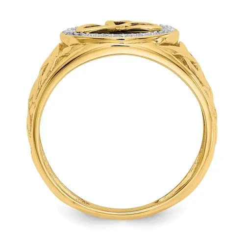 Mens Celtic 14kt gold onyx diamond ring