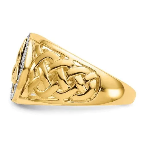 Mens Celtic 14kt gold onyx diamond ring