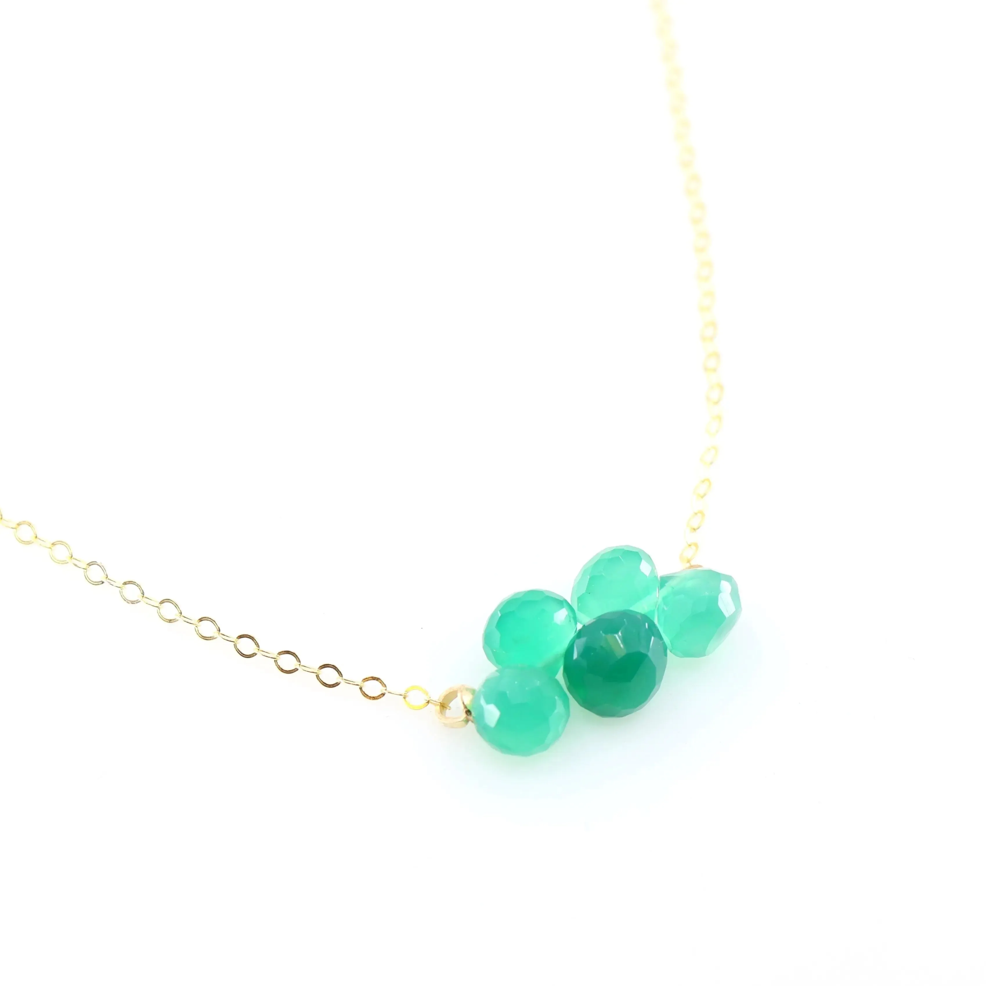Mini Gemstone Cluster Necklace, Green Onyx
