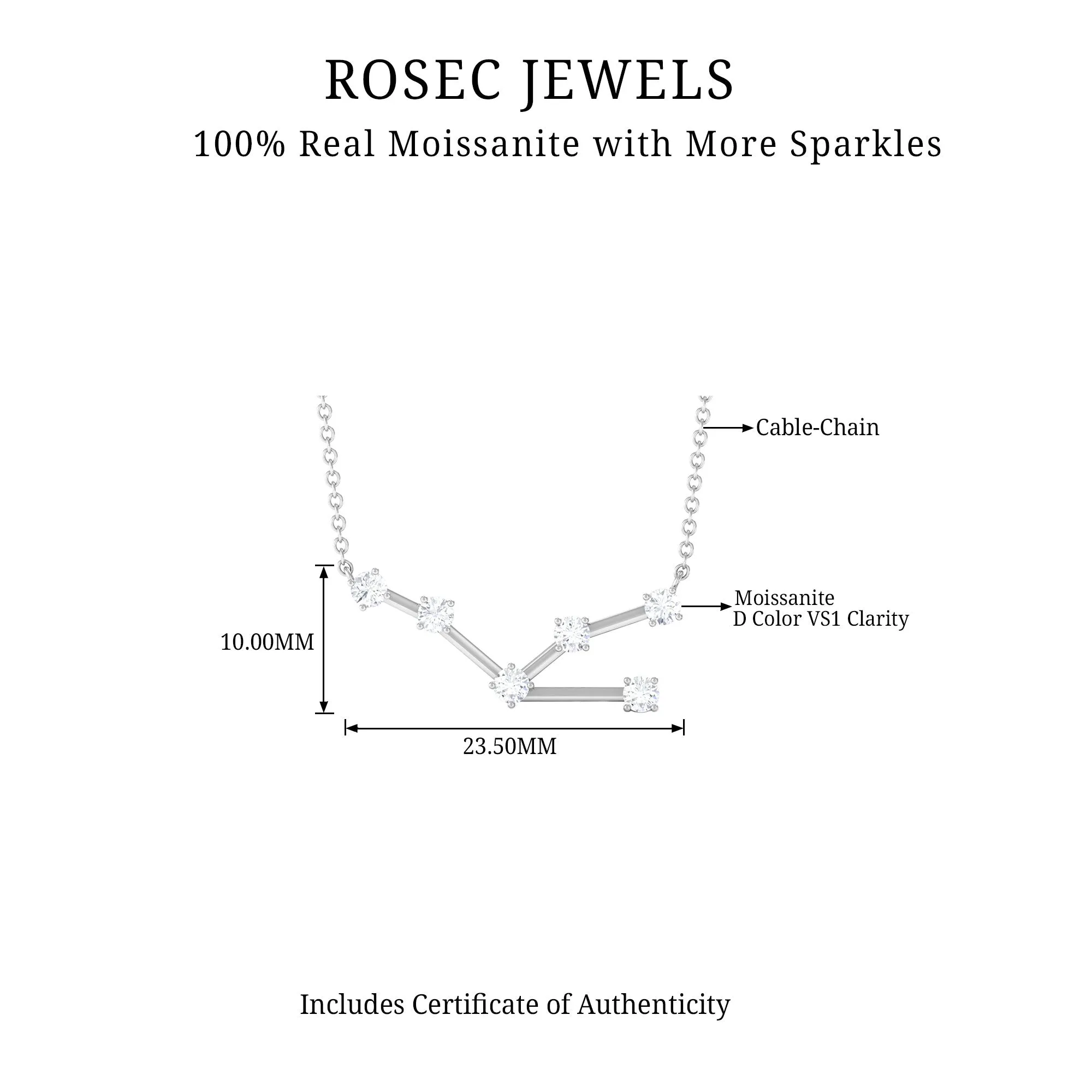 Moissanite Constellation Taurus Zodiac Sign Necklace