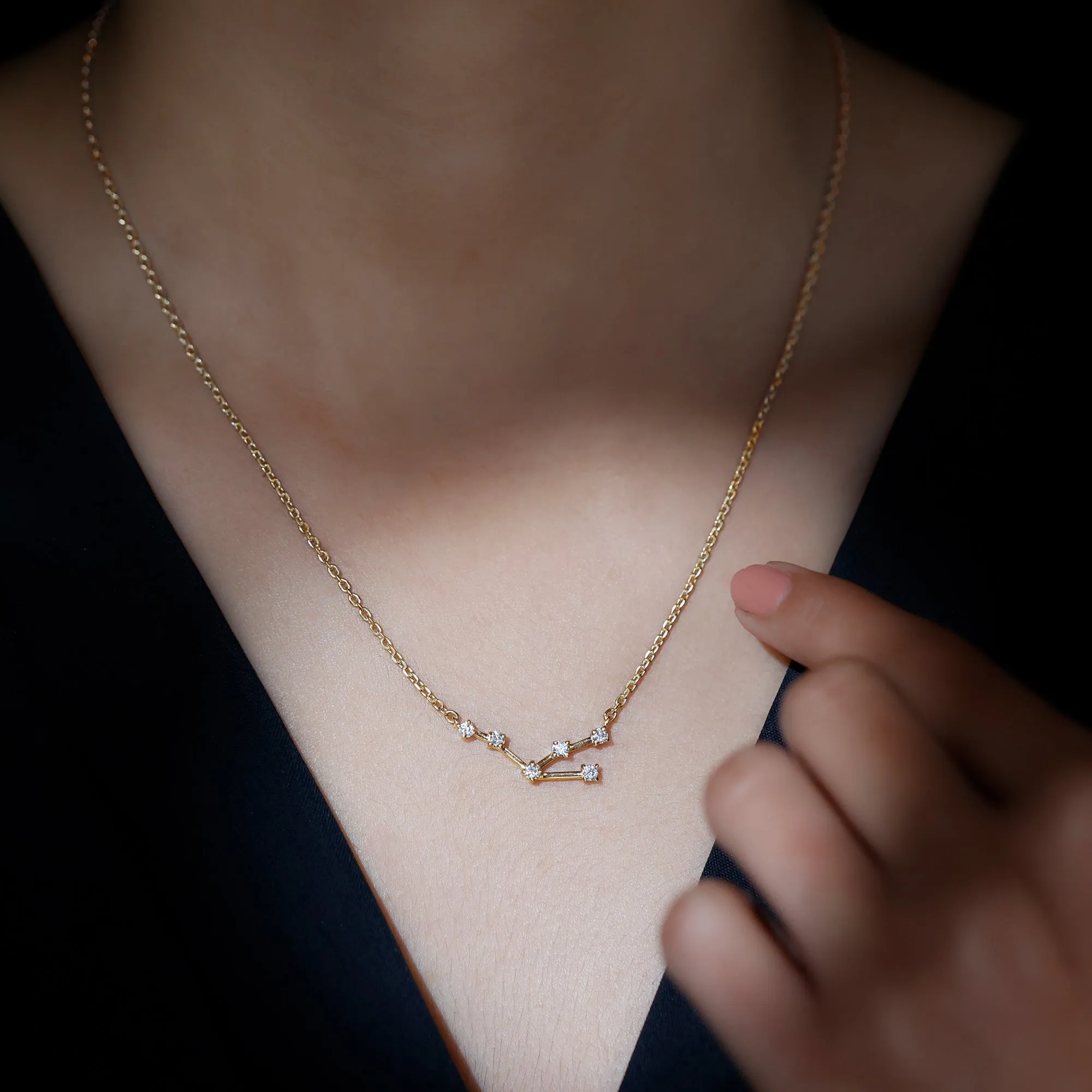 Moissanite Constellation Taurus Zodiac Sign Necklace
