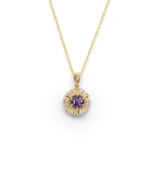 Momento Amethyst and Diamond digital locket 14K
