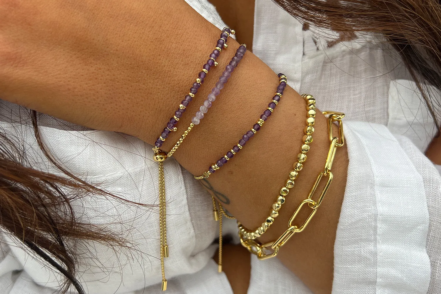Mystical Amethyst Gold Bracelet