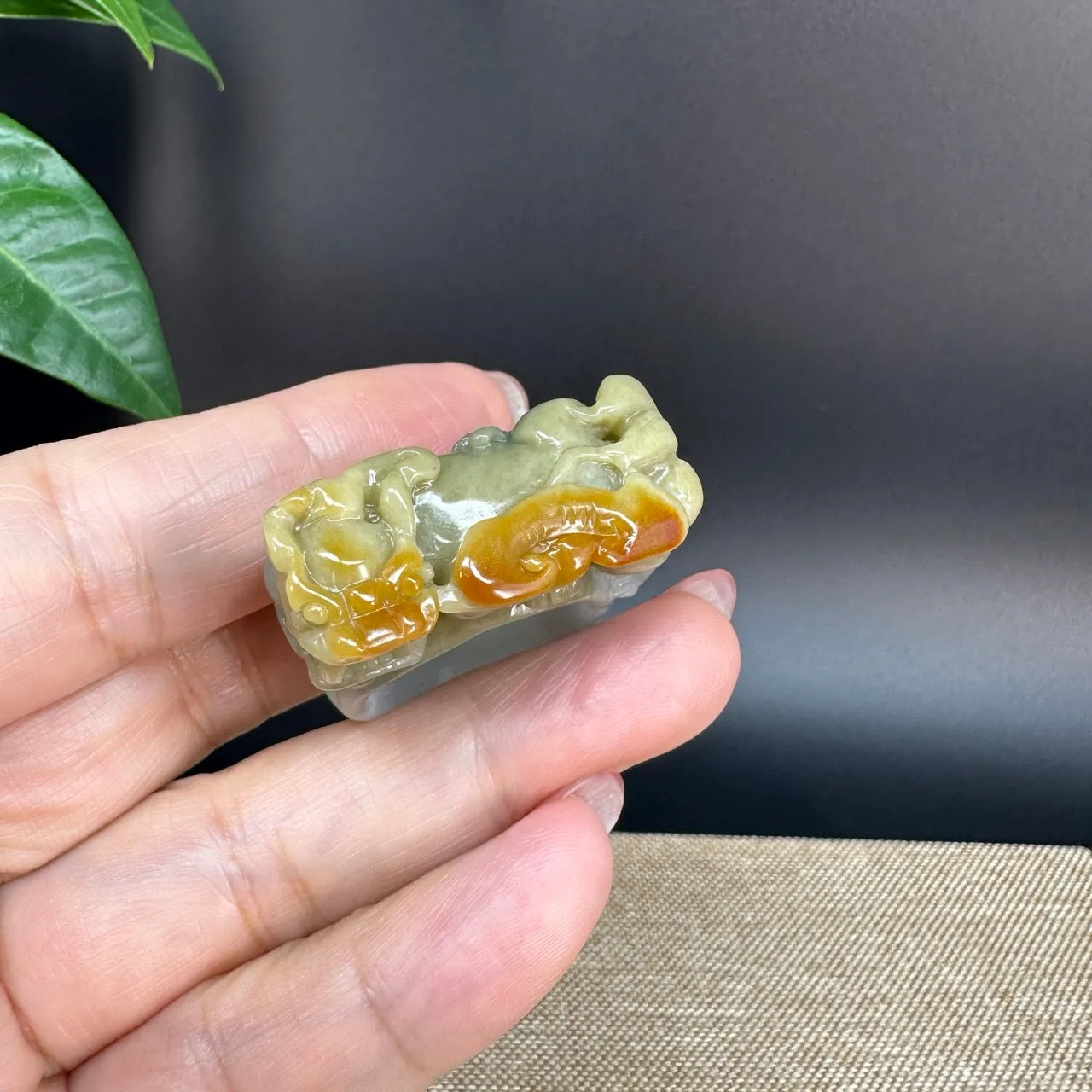 Natural Burmese Yellow Jadeite Jade Men's Band Ring
