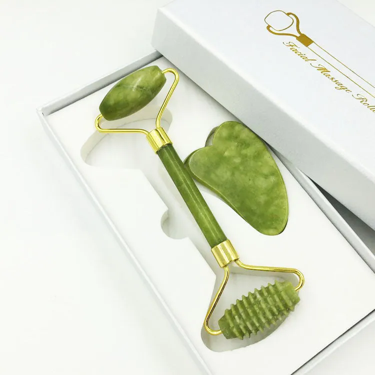 Natural Jade Beauty Instrument Double-Headed Jade Roller Facial Full Set Massage Beauty Instrument