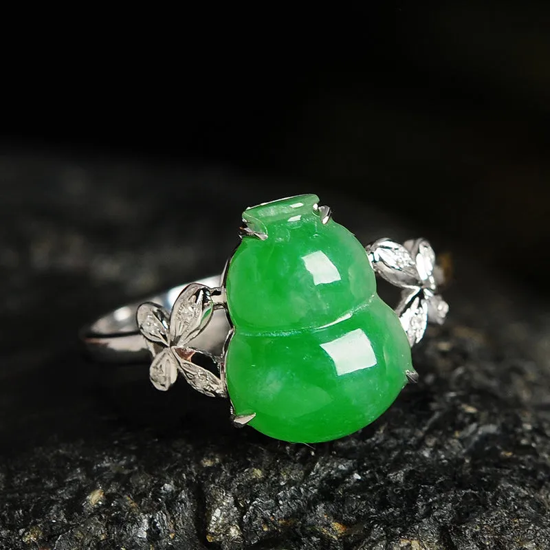 Natural Jade Ring Jadeite Gold Gourd Ring RG37