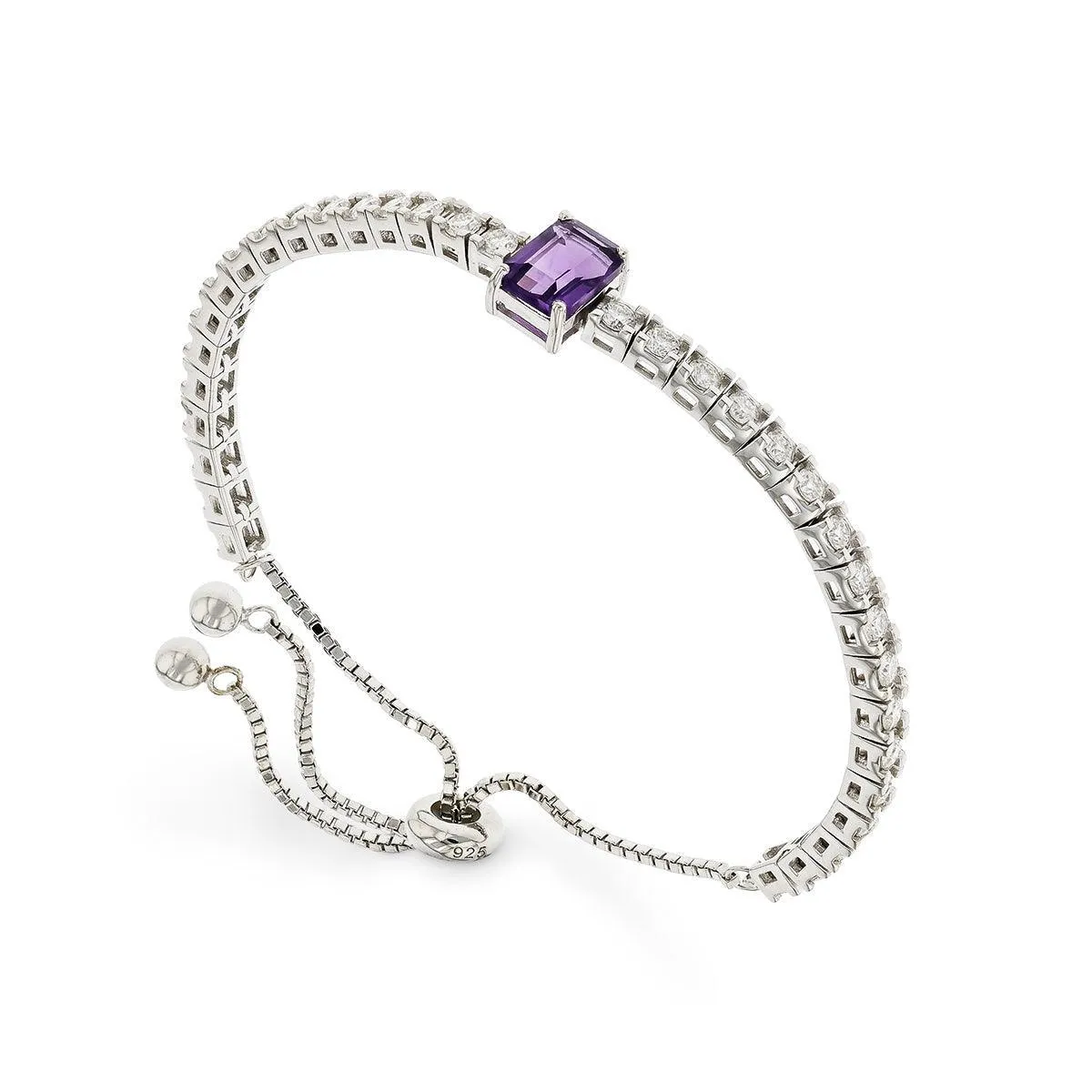 Natural Octagon Dark Amethyst Bracelet
