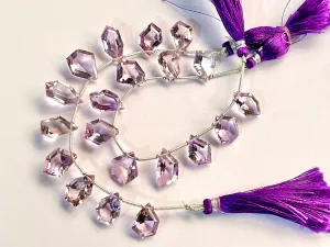 Natural Pink Amethyst uneven shape Cut stone beads, Amethyst beads for jewelry making, Amethyst briolette, Amethyst Beads, 10 Pieces