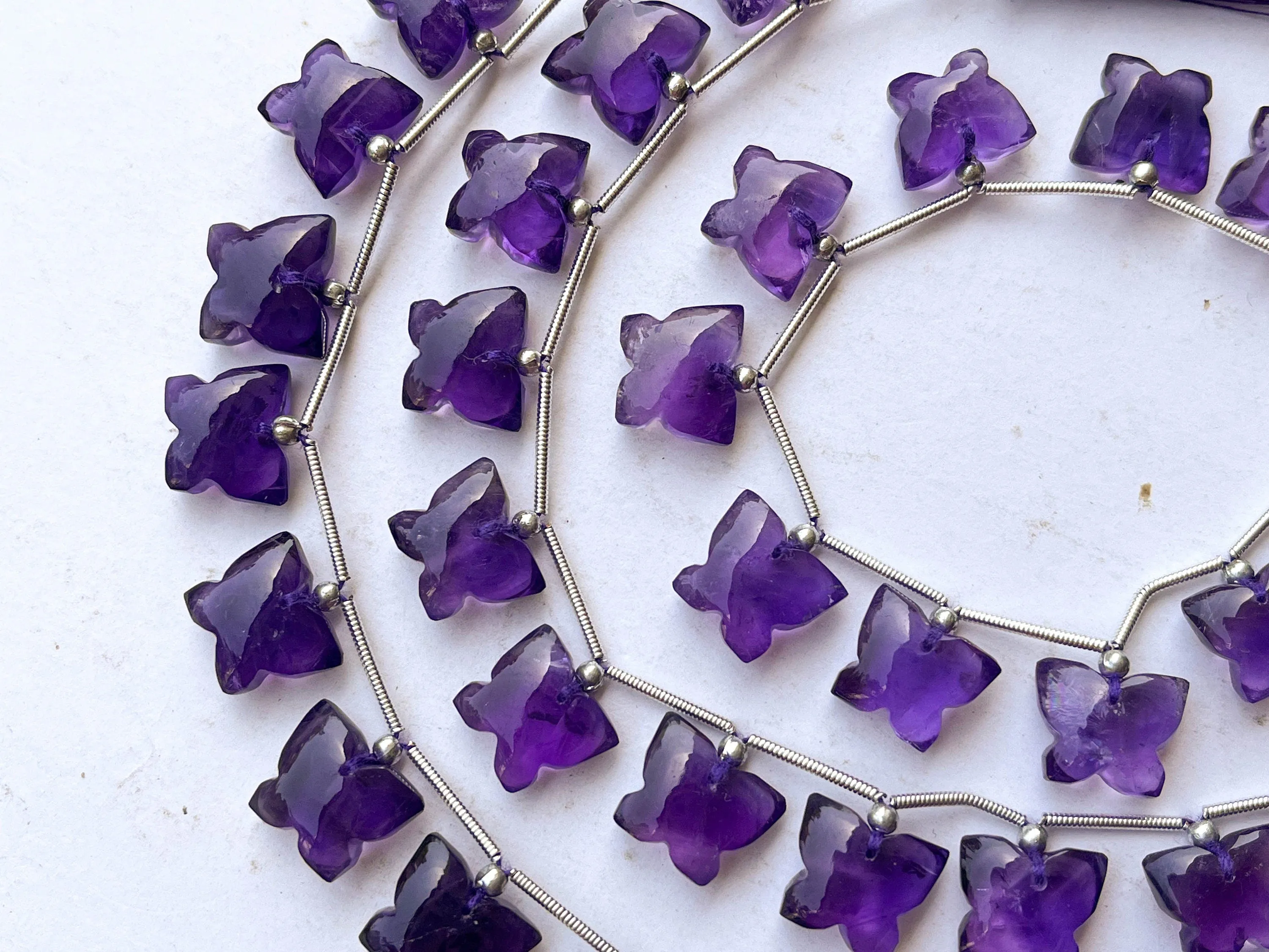 Natural Purple Amethyst Butterfly Shape Beads