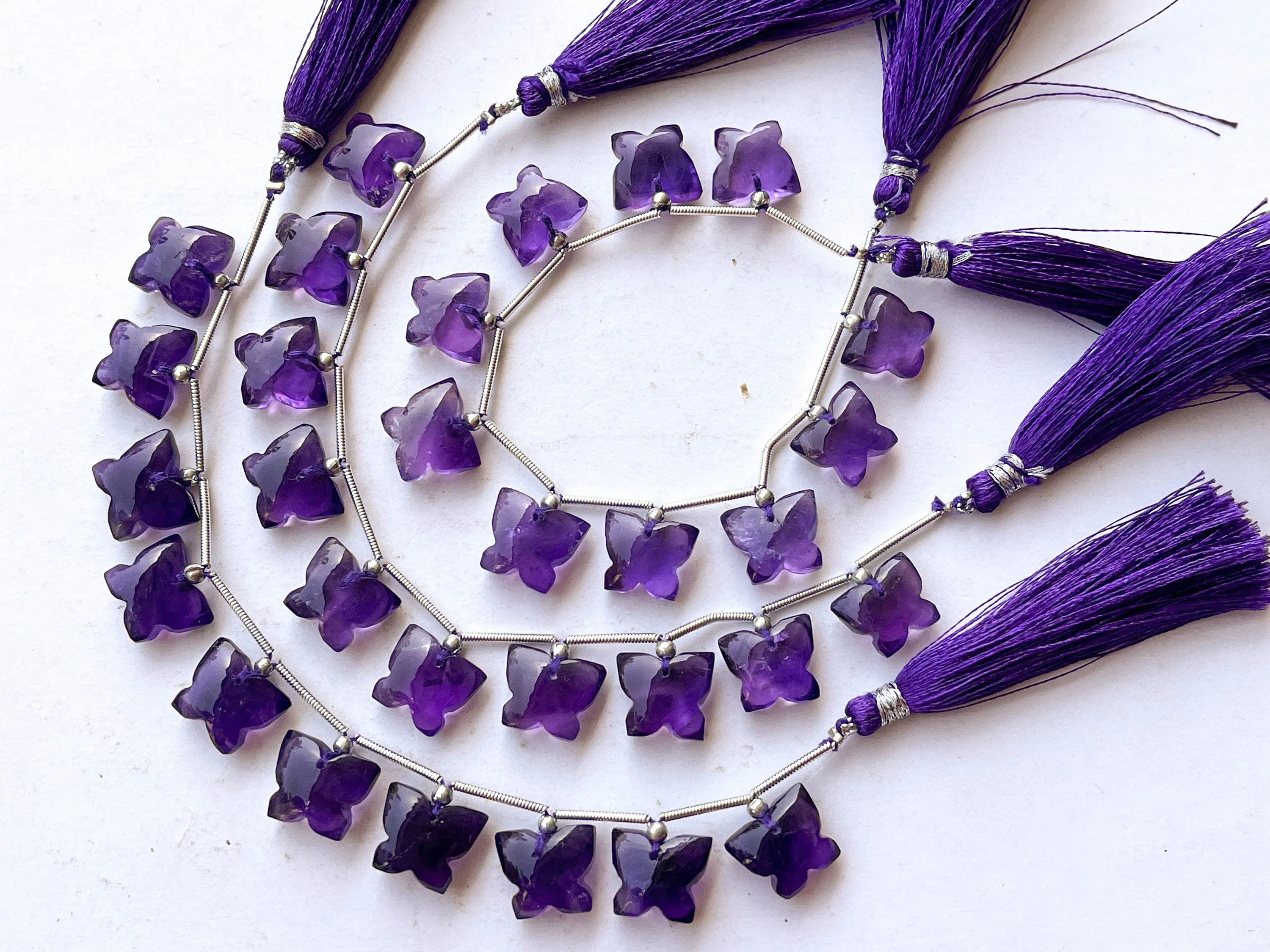 Natural Purple Amethyst Butterfly Shape Beads