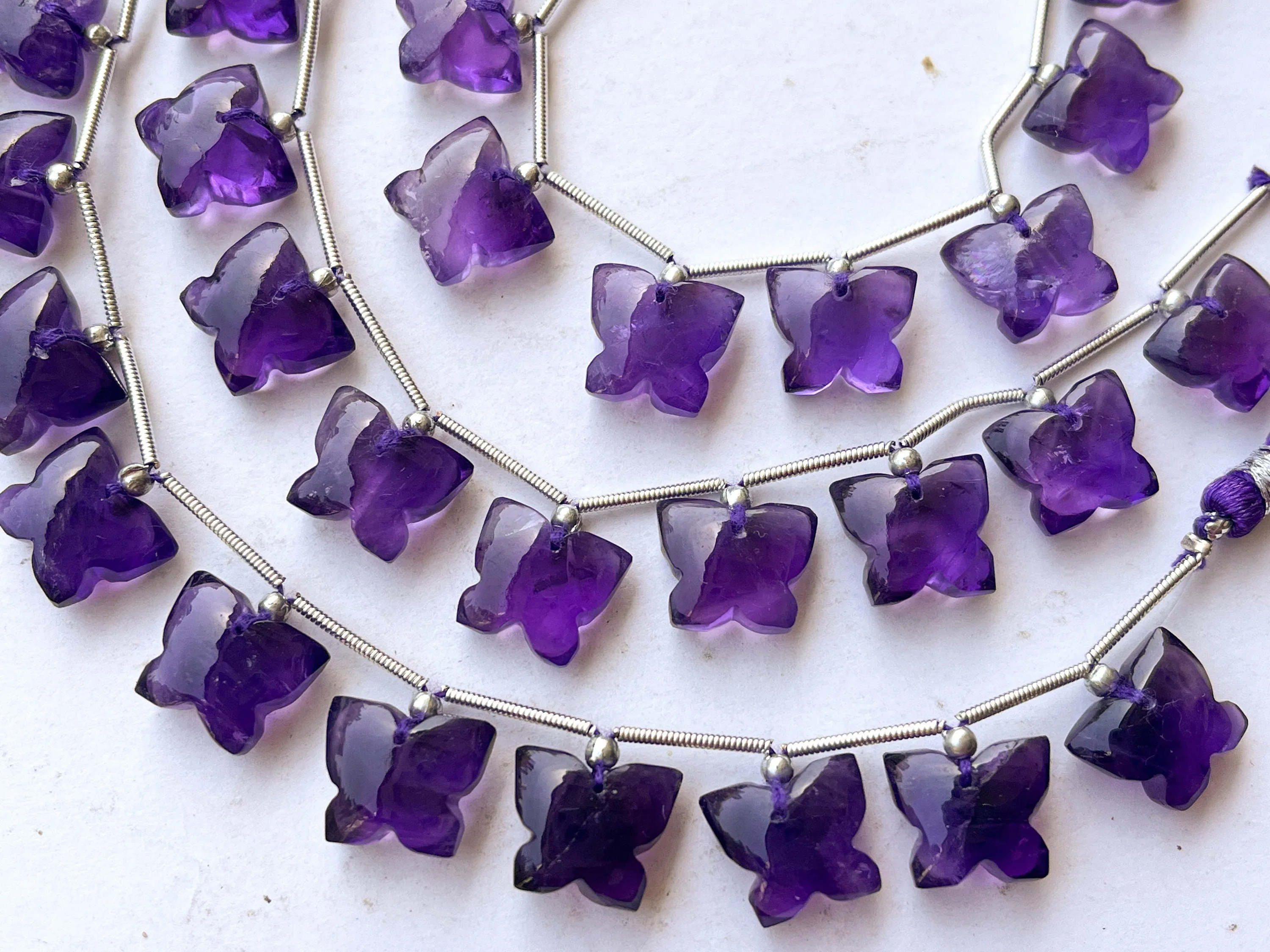 Natural Purple Amethyst Butterfly Shape Beads