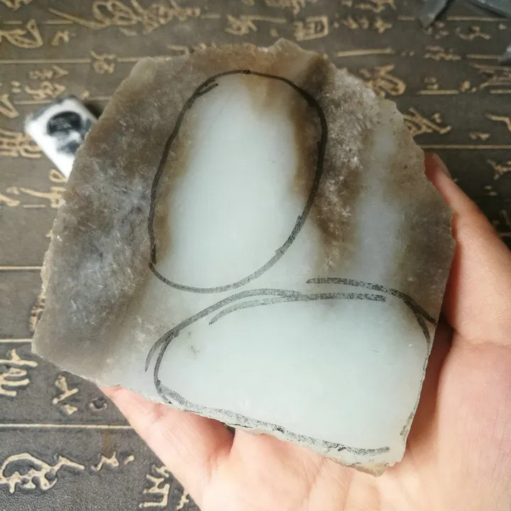 Natural Siberian Jade Rough Nephrite Raw (302g, 9X7.5X2.5cm)