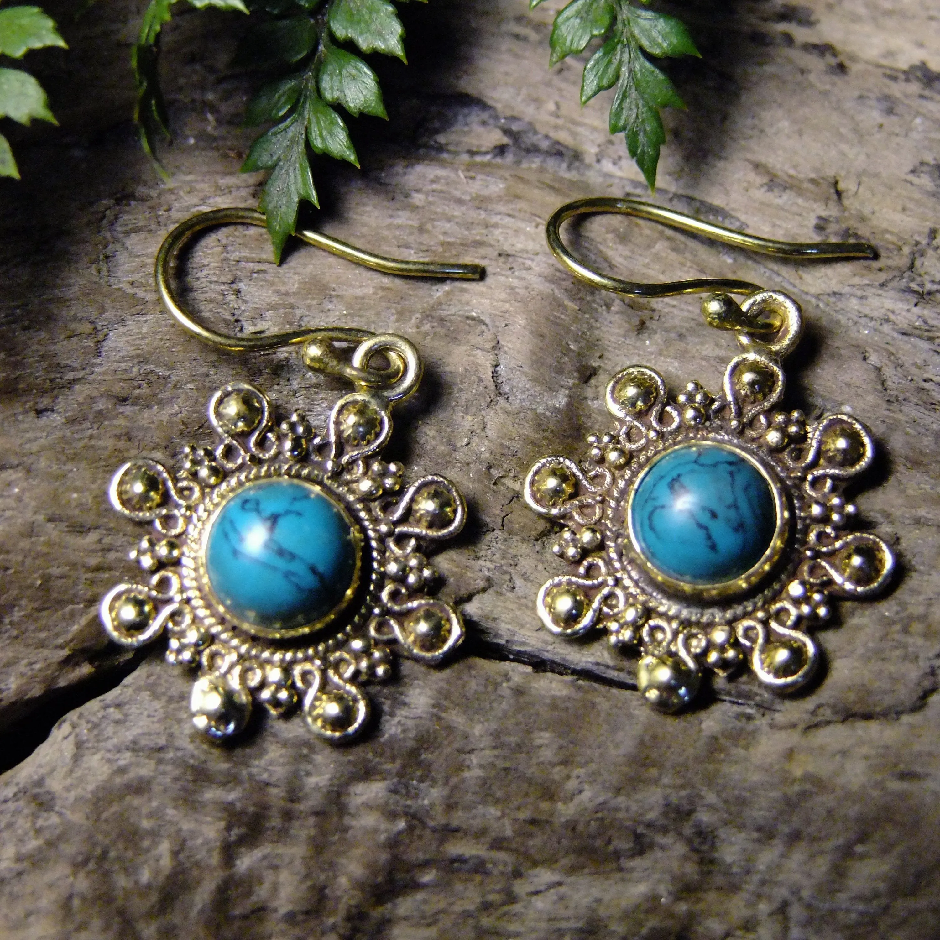 Negrasi Stone Brass Earrings