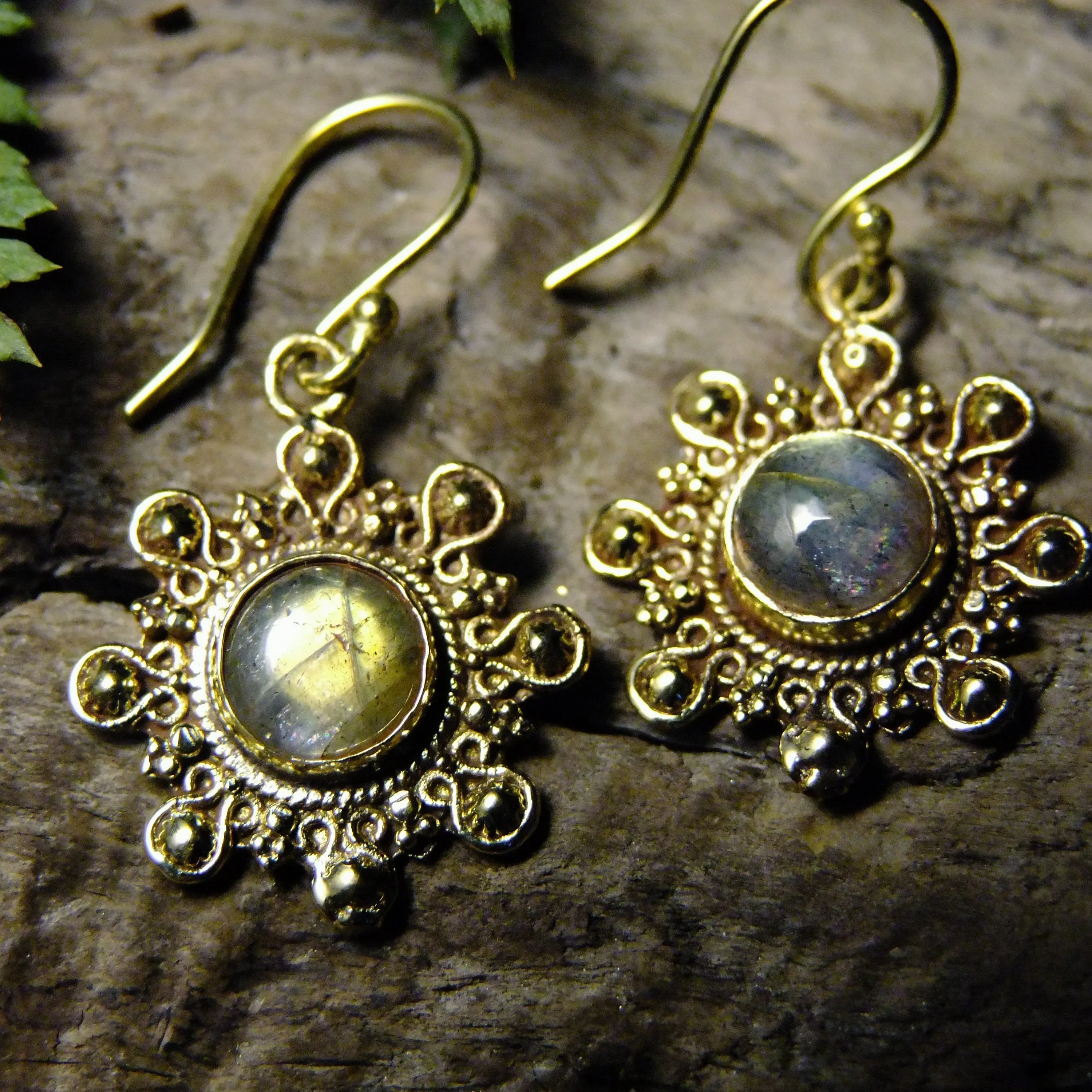 Negrasi Stone Brass Earrings