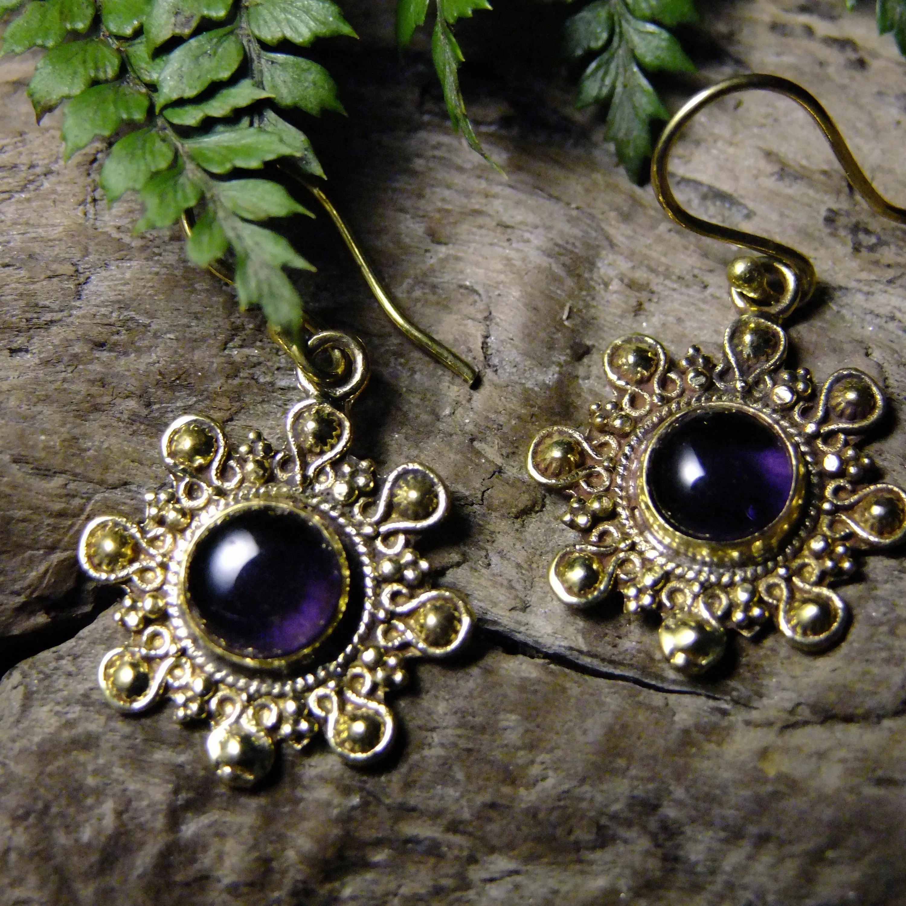 Negrasi Stone Brass Earrings