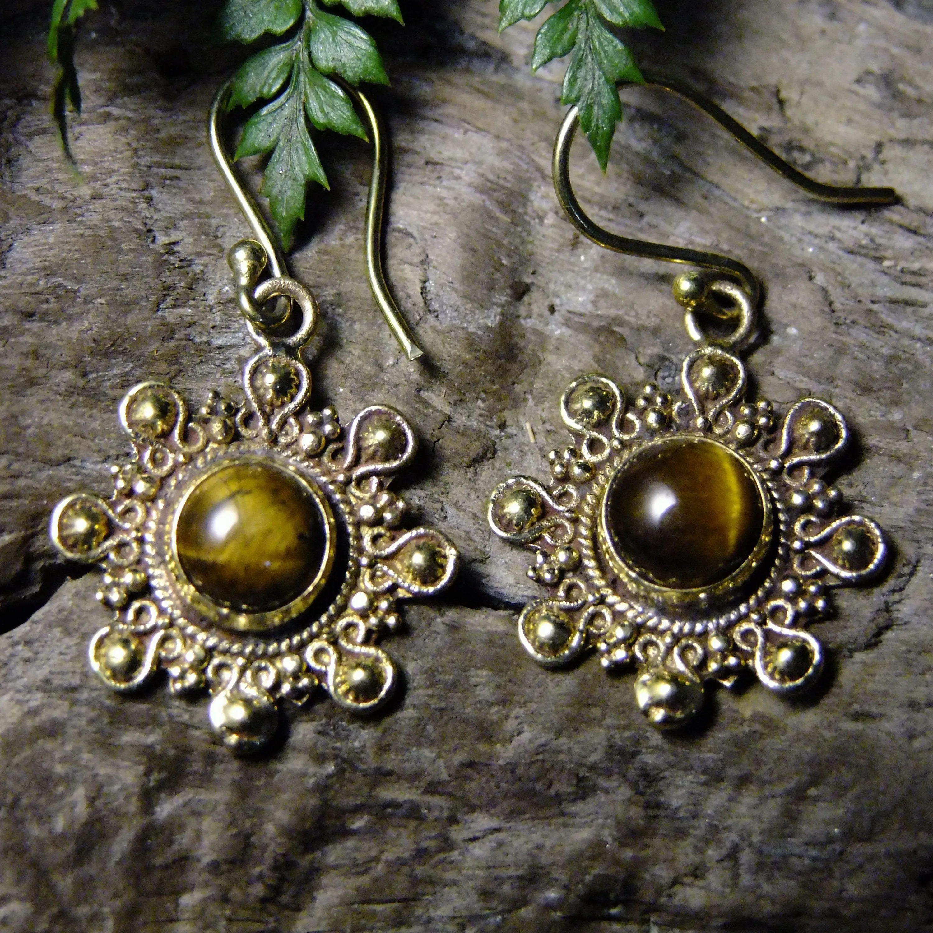 Negrasi Stone Brass Earrings