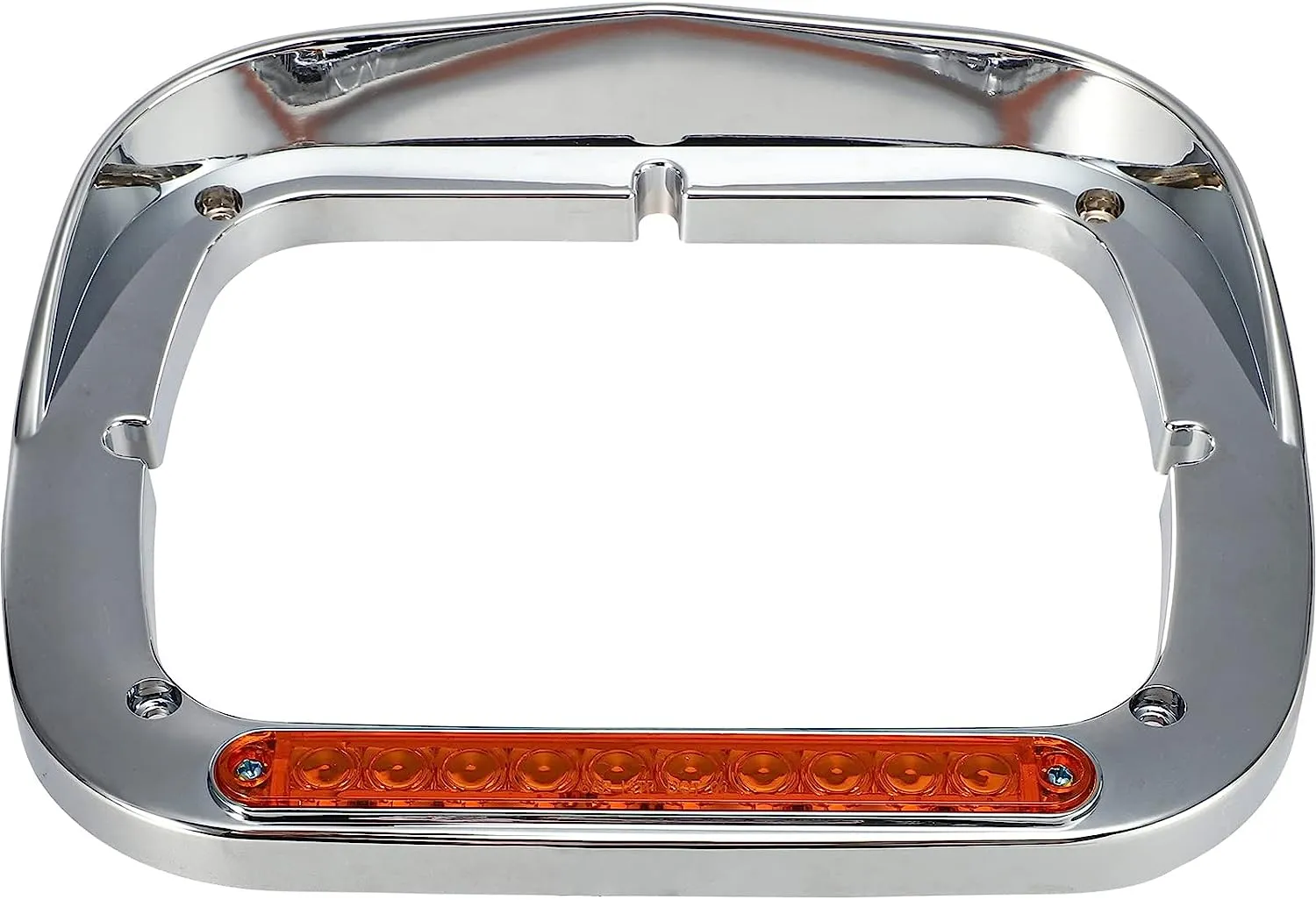 Partsam 2x 7x6 Headlight Bezel with 6" Amber LED Light Strip Chrome LH RH Replacement for 5x7 7x6 Light 2007-20 Peterbilt 365 367, 2016-20 Peterbilt 520, 2000-2005 Peterbilt 330, 93-2008 Kenworth T300
