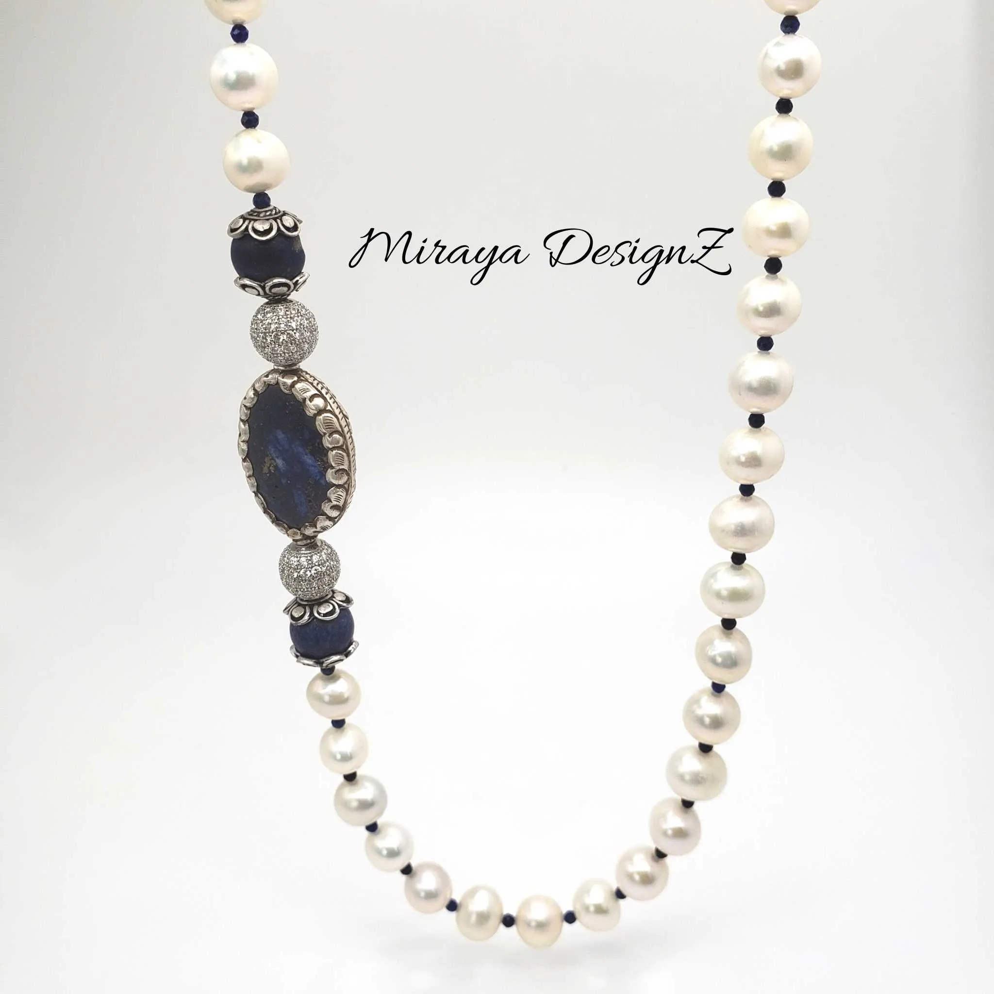 Pearl And Lapis Lazuli Necklace