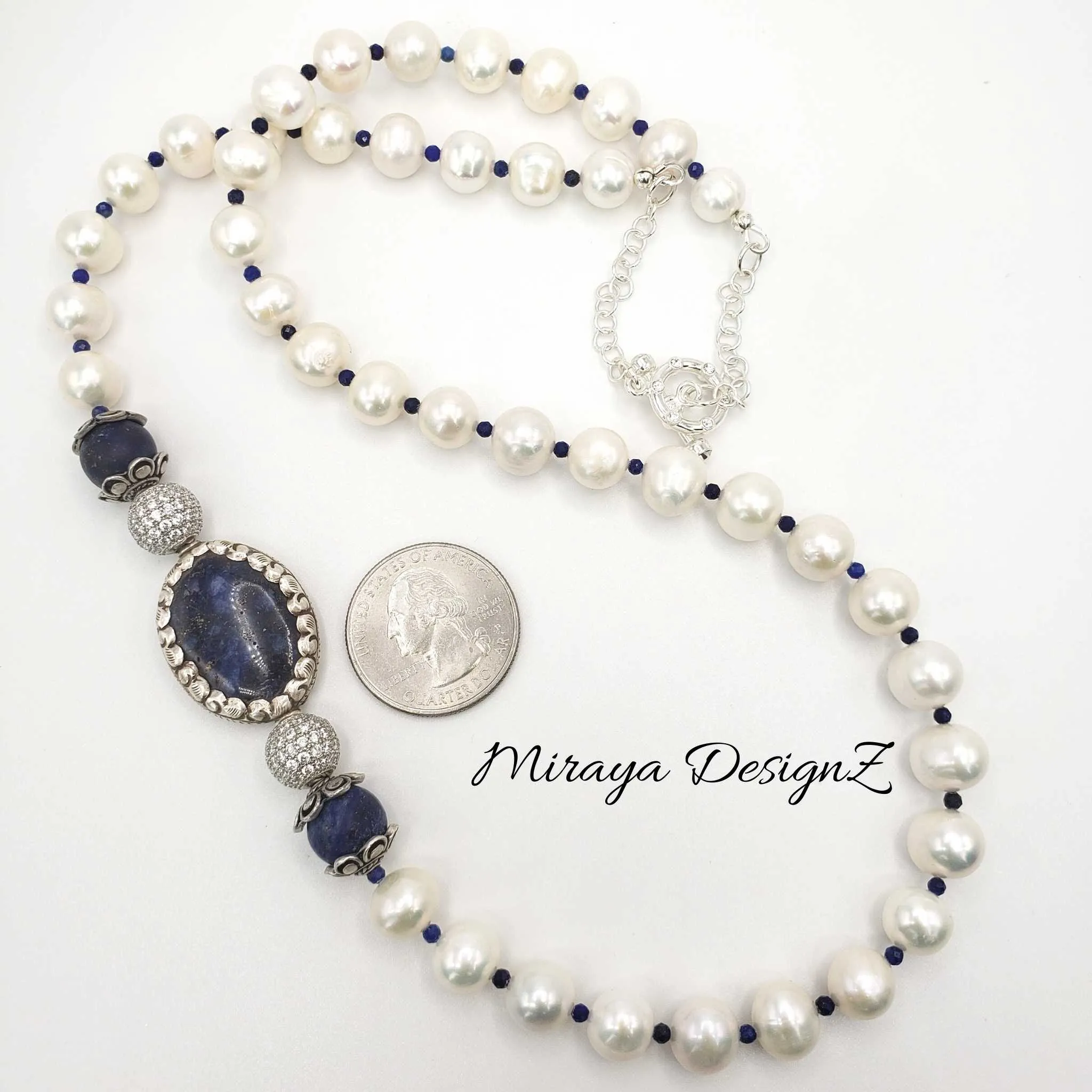 Pearl And Lapis Lazuli Necklace