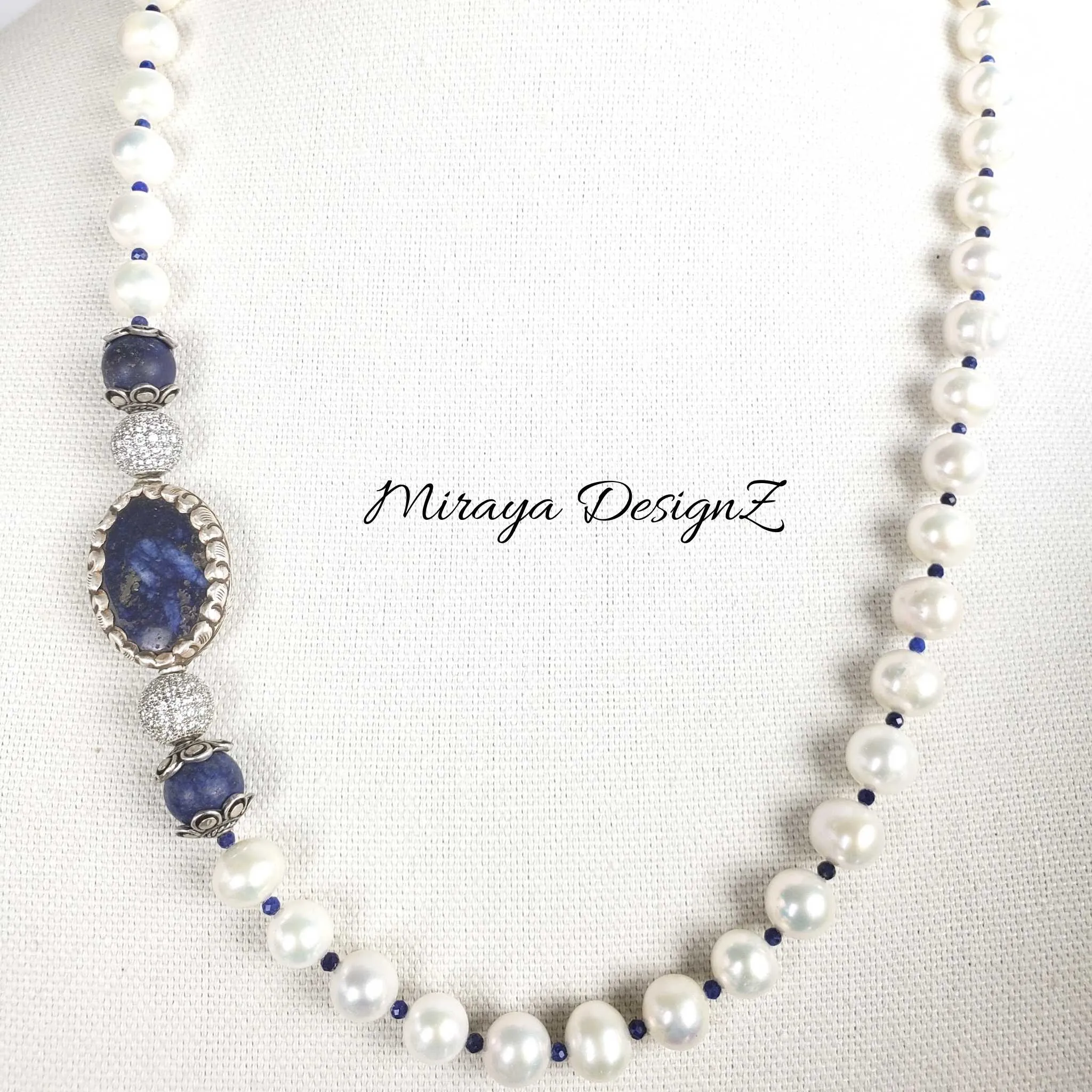 Pearl And Lapis Lazuli Necklace