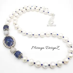 Pearl And Lapis Lazuli Necklace