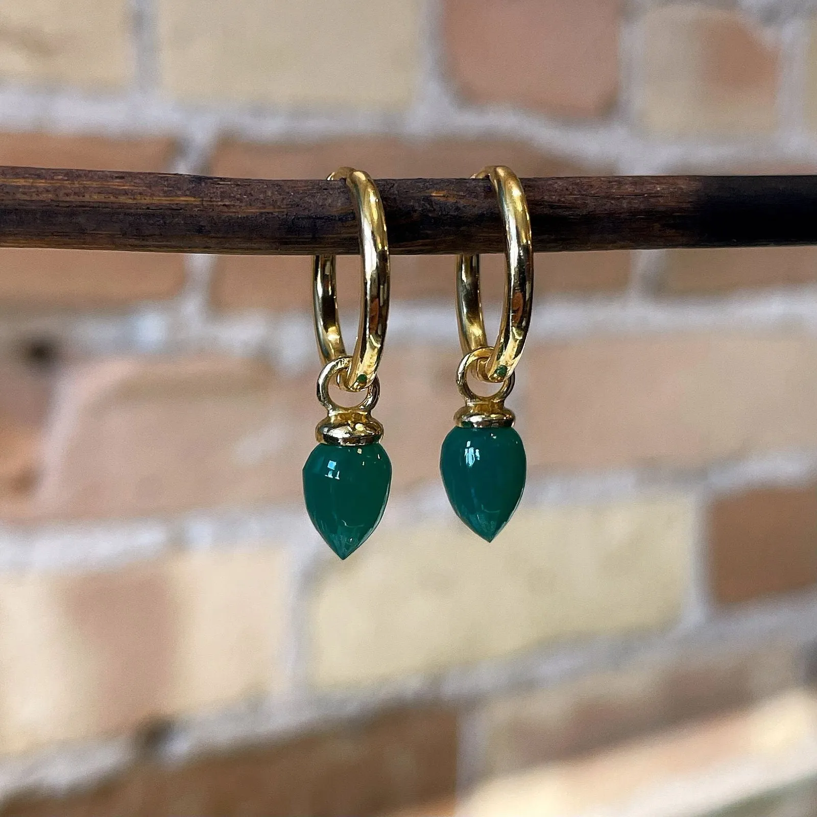 “Pendulum” Green Onyx Dangles