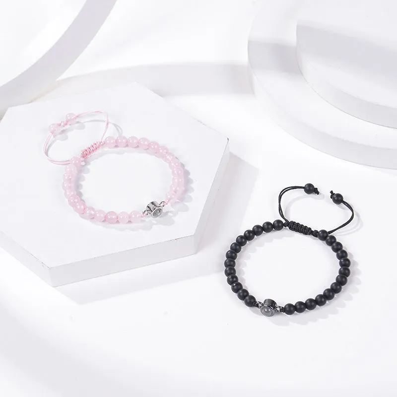 Pink crystal string stone projection bracelet