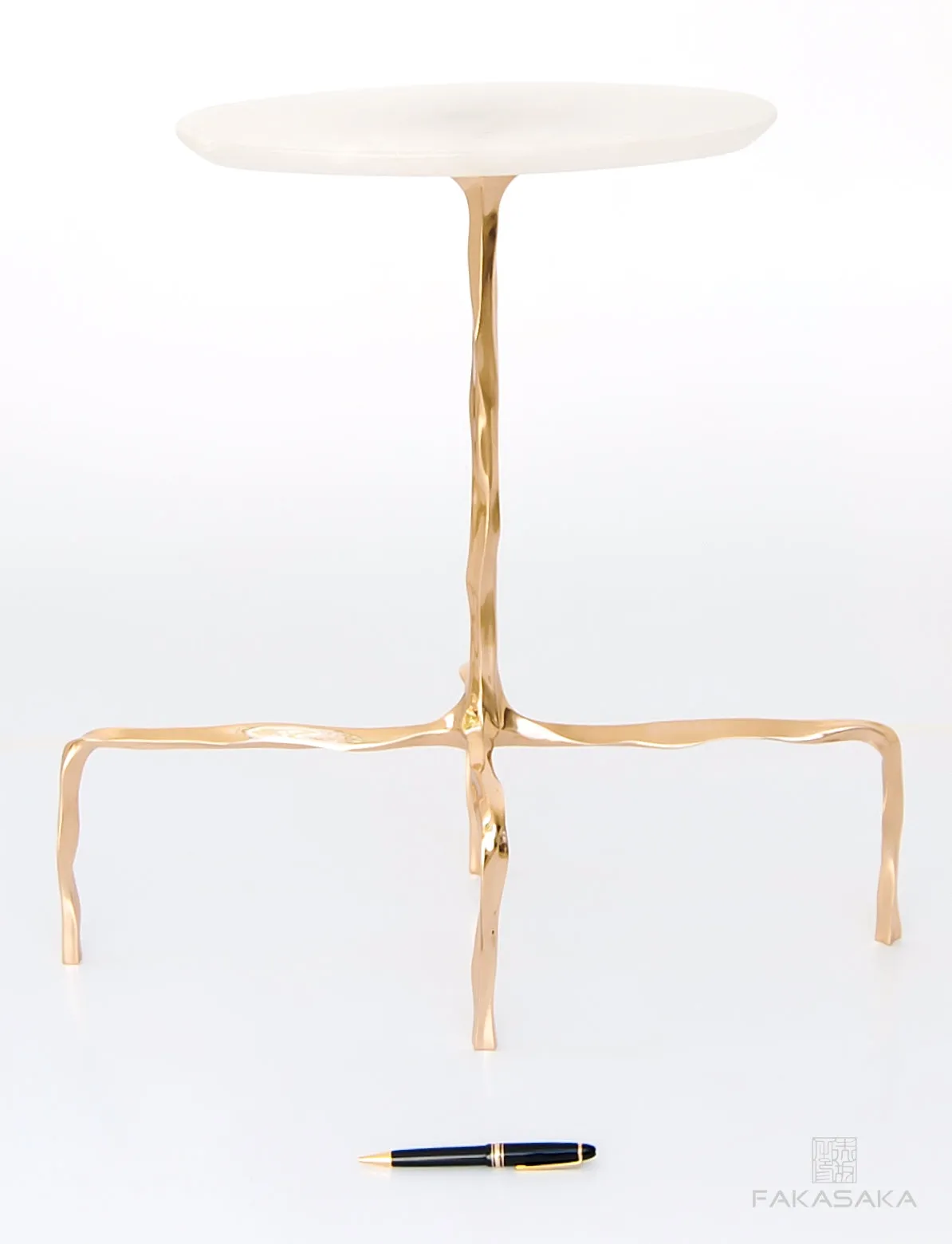 PRESLEY DRINK TABLE<br><br>ONYX<br>POLISHED BRONZE