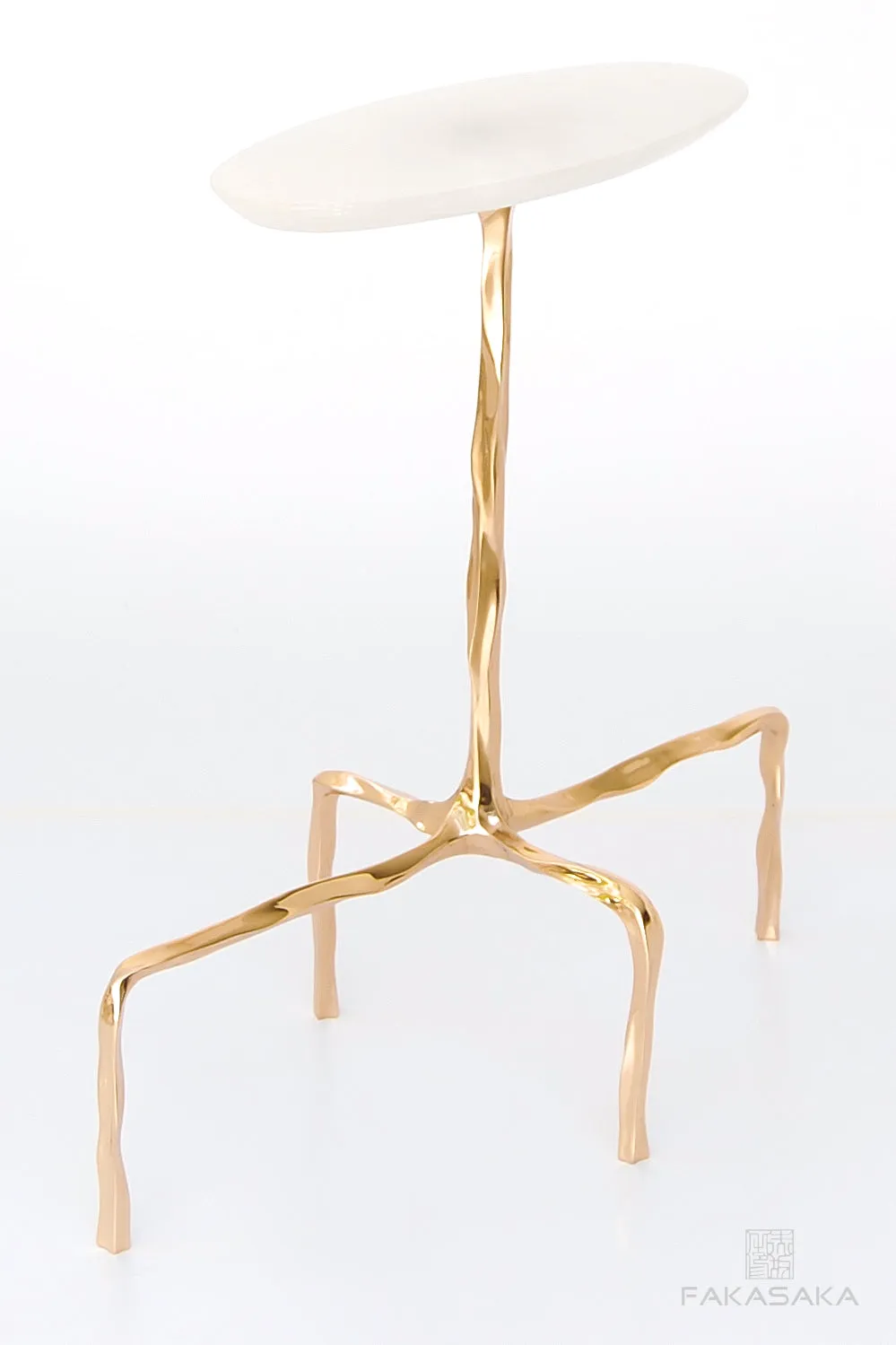 PRESLEY DRINK TABLE<br><br>ONYX<br>POLISHED BRONZE