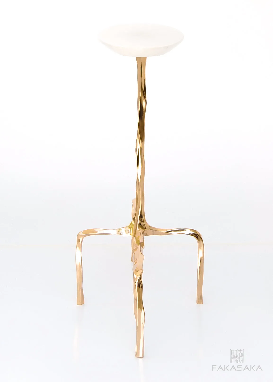 PRESLEY DRINK TABLE<br><br>ONYX<br>POLISHED BRONZE