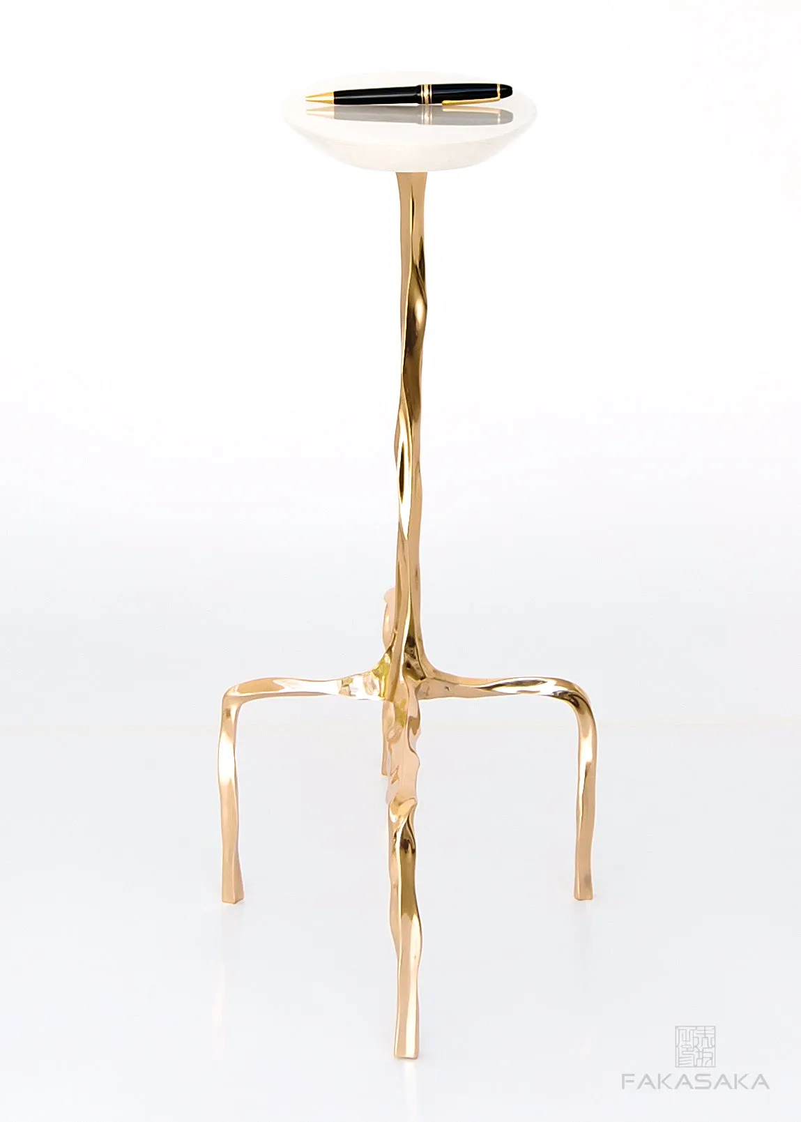 PRESLEY DRINK TABLE<br><br>ONYX<br>POLISHED BRONZE