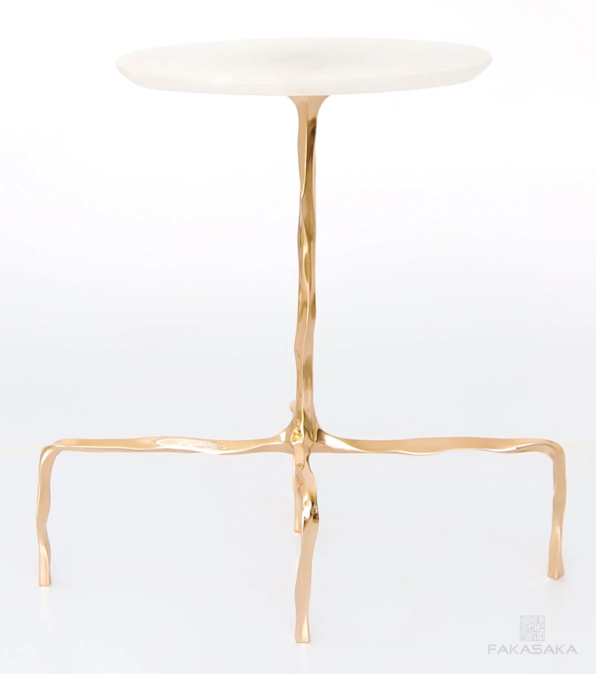 PRESLEY DRINK TABLE<br><br>ONYX<br>POLISHED BRONZE