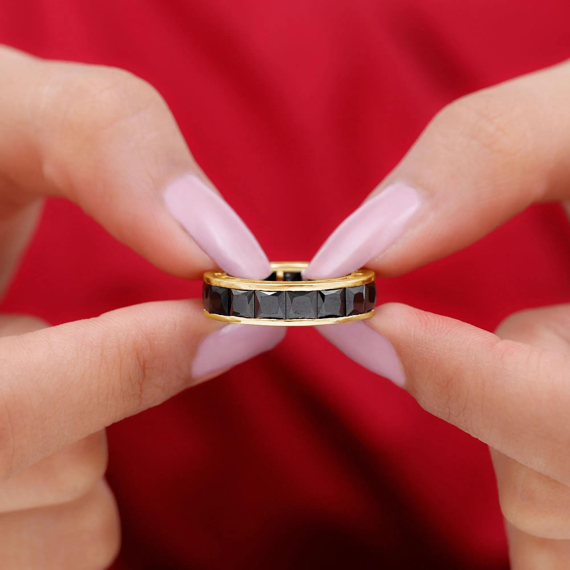 Princess Cut Black Onyx Eternity Band