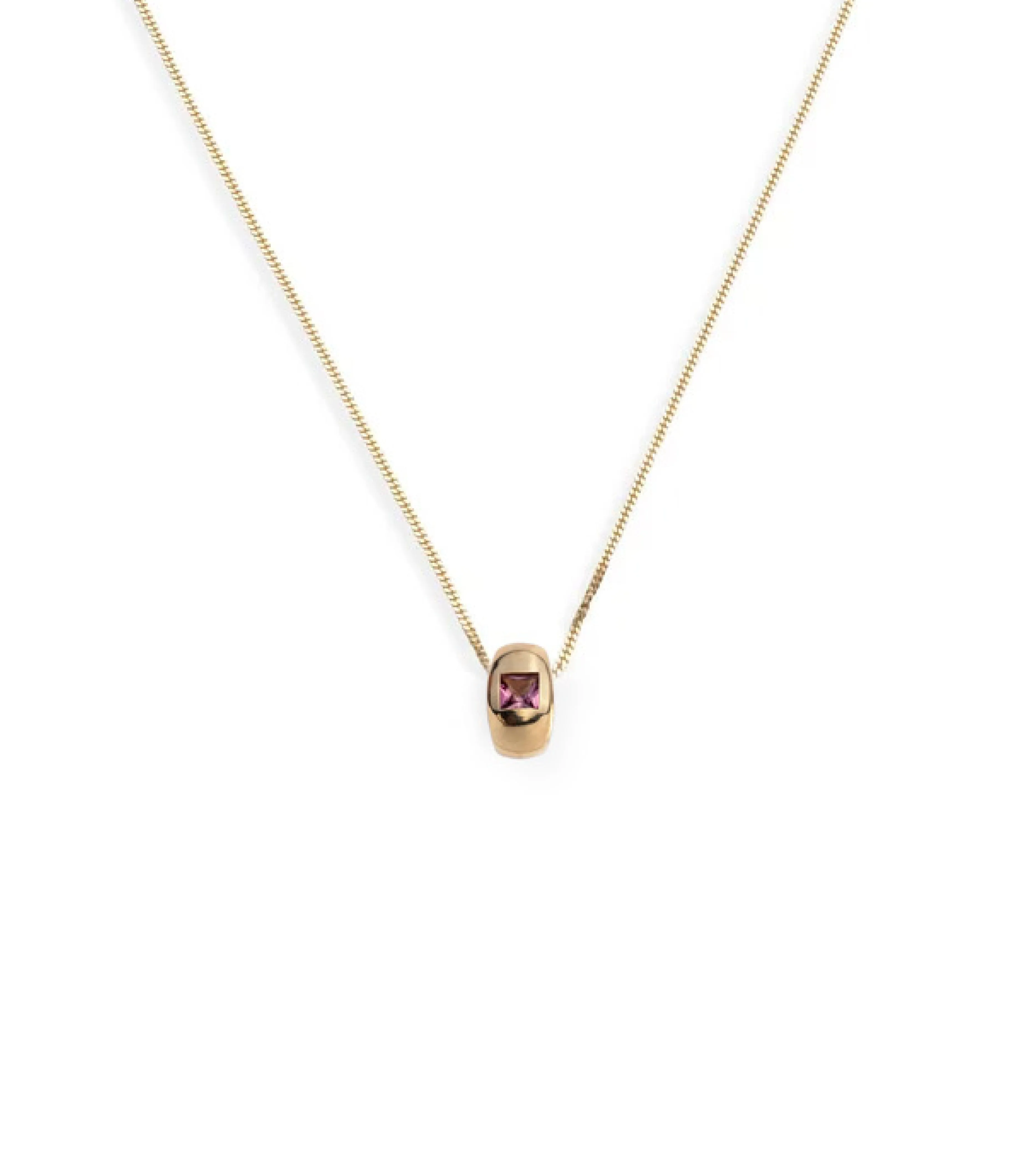Princess Cut Pink Tourmaline - Love : Fine Diamond Cut Curb Necklace
