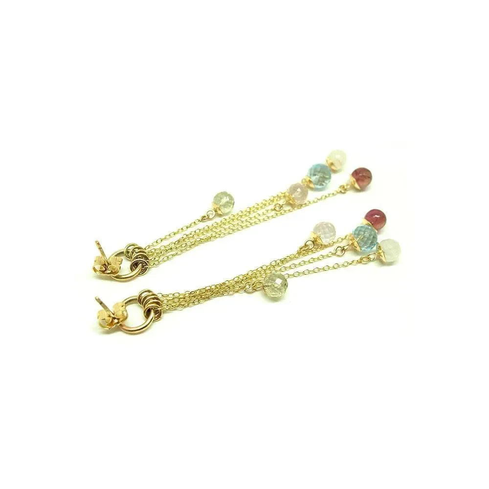 Reserved-Handmade 9ct Yellow Gold Gemstone Earrings