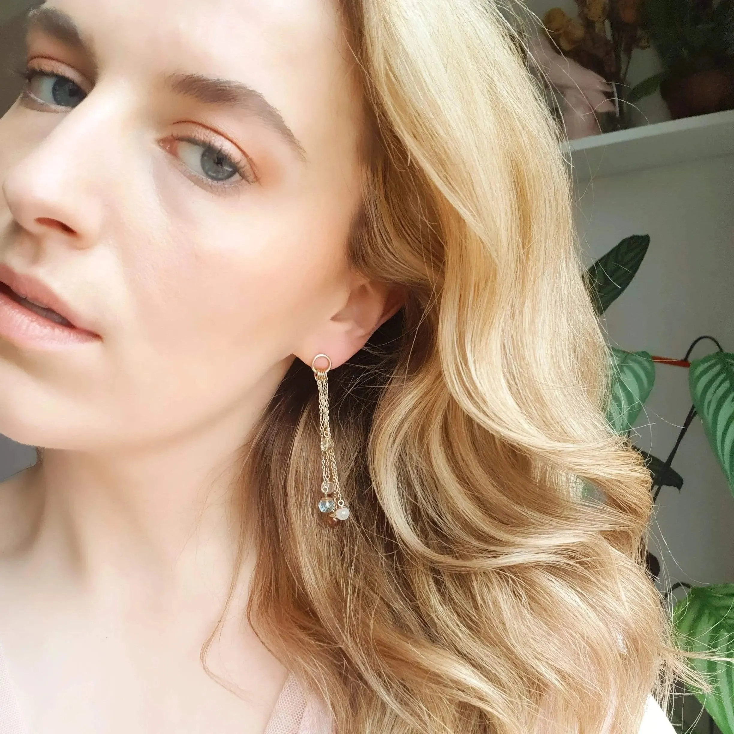 Reserved-Handmade 9ct Yellow Gold Gemstone Earrings
