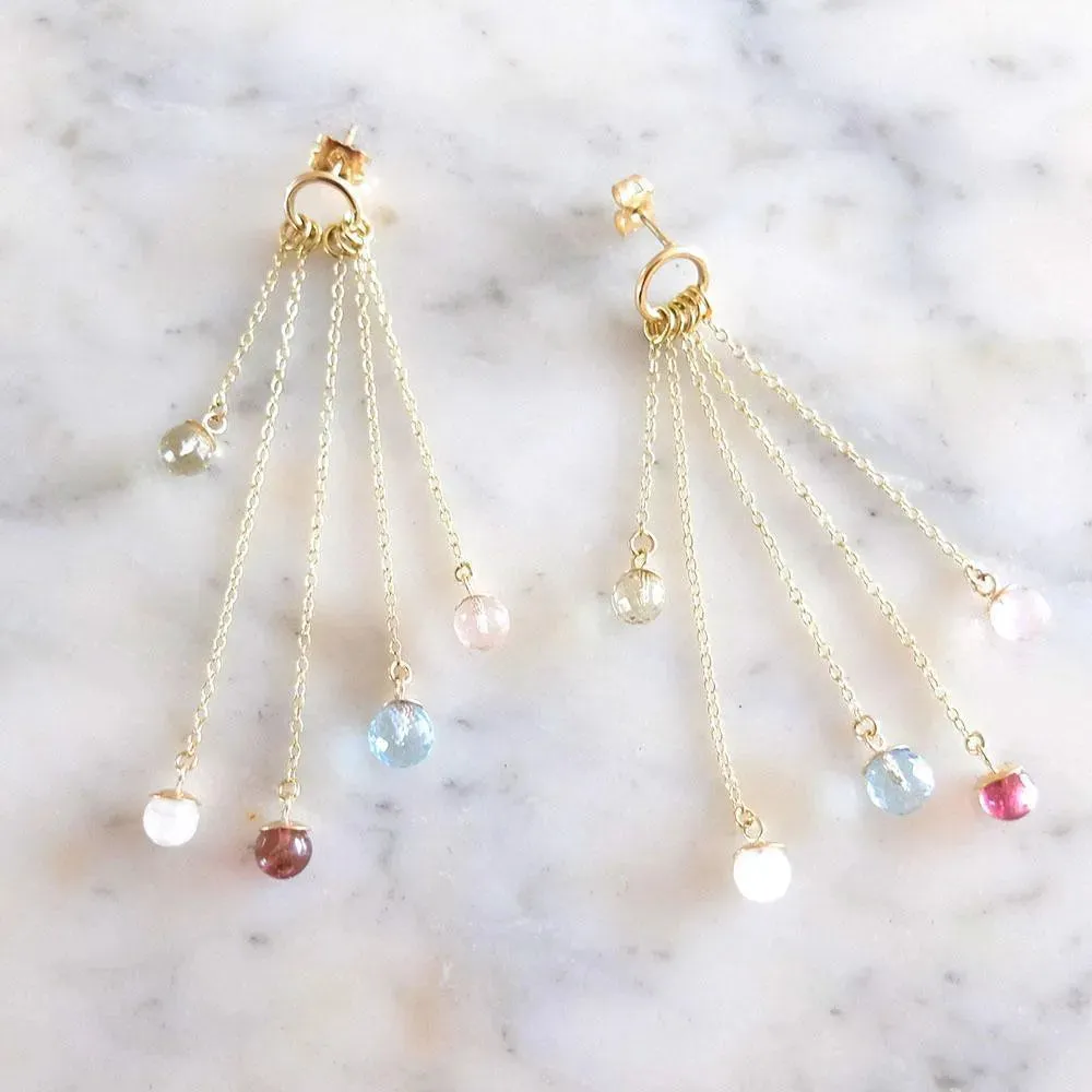 Reserved-Handmade 9ct Yellow Gold Gemstone Earrings